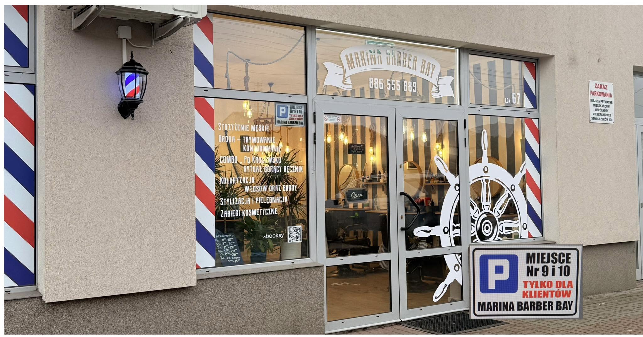 Wnętrze Marina Barber Bay — klimatyczny barbershop w Ząbkach